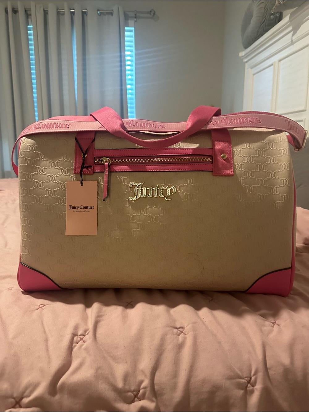 Juicy Couture Cream and Pink Travel Weekender